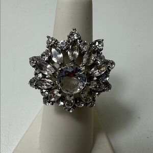 Crystal Halo Cocktail Ring - Clear Stones size 5